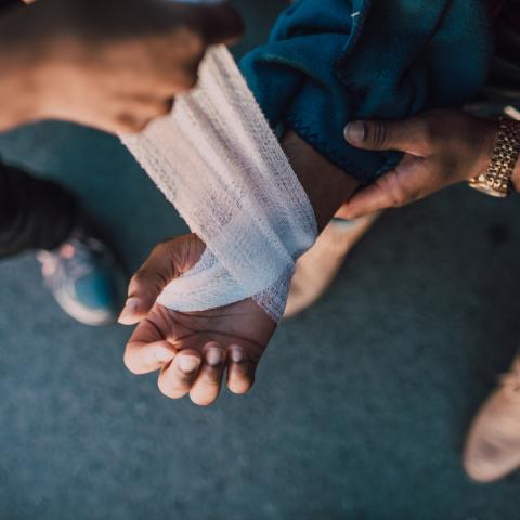 Bandaged hand