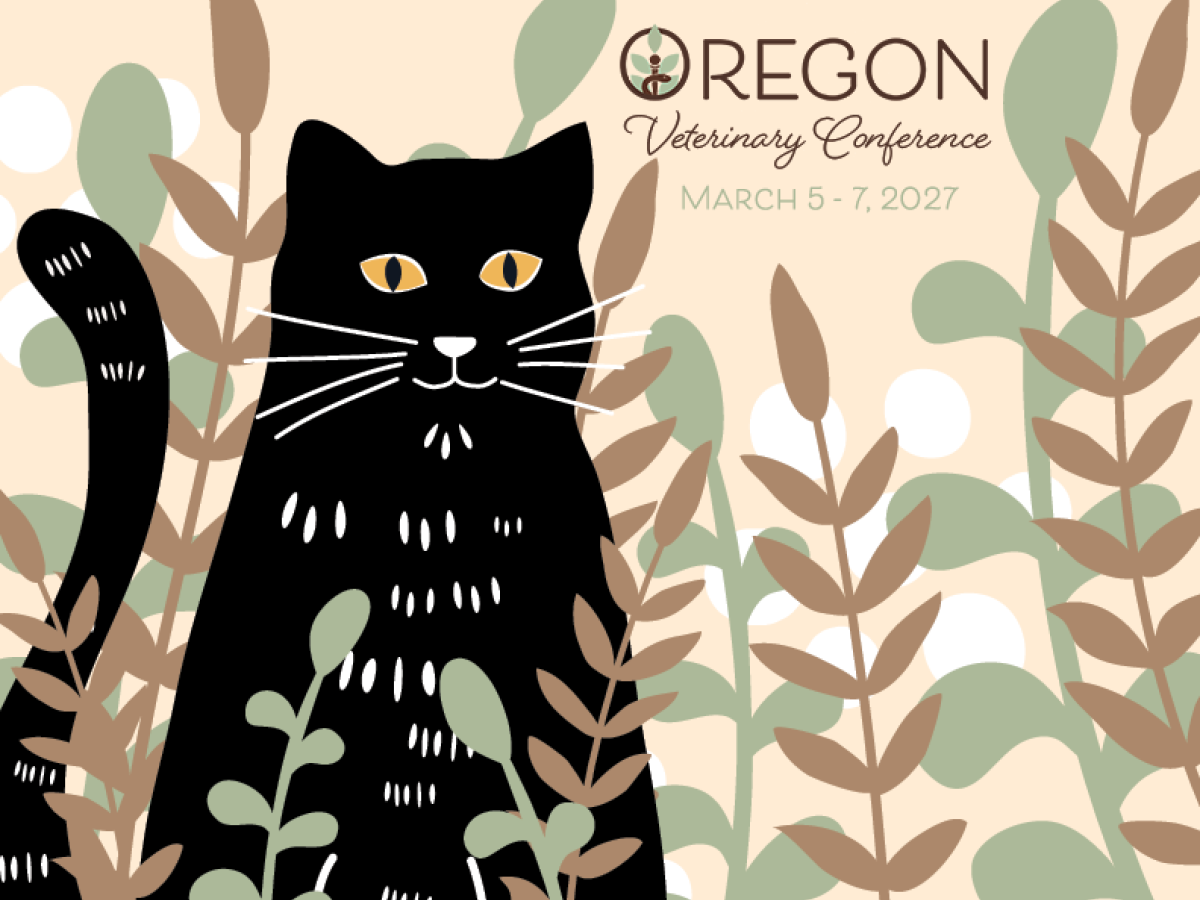 Graphic illustration of a black cat with yellow eyes
